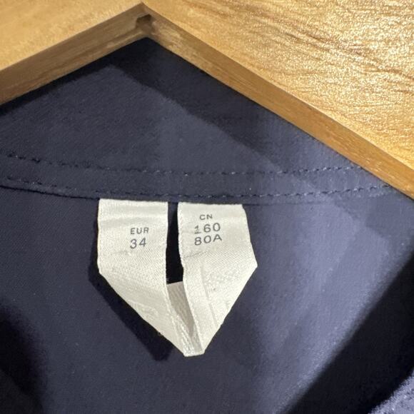 Arket Womens Modest Maxi Dress EU 34, US 4 Long Sleeves A-Line Band Collar Blue - Picture 5 of 16